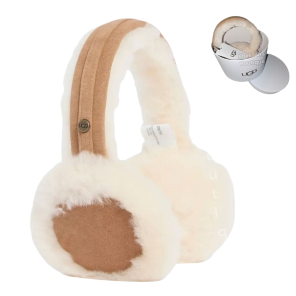 BNIB NWT UGG Women's Water Resistant Sheepskin Earmuffs with Embroidered Logo - Picture 2 of 16